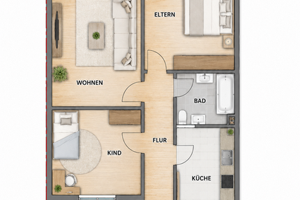 Wohnung Bochum Wiemelhausen - 3.5 Zimmer, 63 m&sup2;, 690&euro; | Angebot:27566478