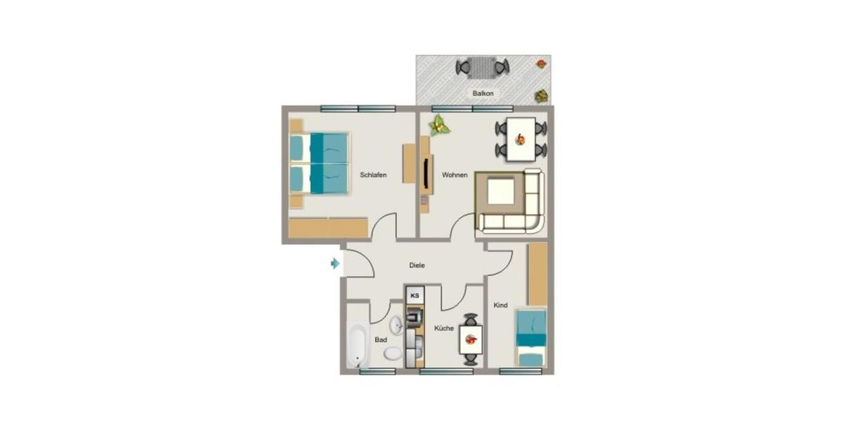 Etagenwohnung Duisburg Walsum - 3.5 Zimmer, 58 m&sup2;, 464&euro; | Angebot:25962695