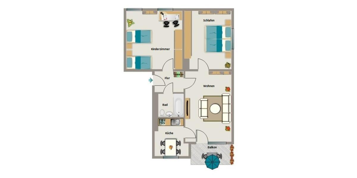 Etagenwohnung Duisburg Hamborn - 3.5 Zimmer, 66 m&sup2;, 344&euro; | Angebot:25995650