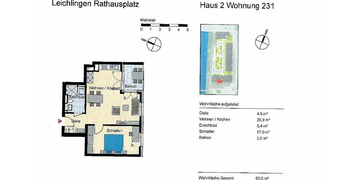 Etagenwohnung Leichlingen (Rheinland) - 2 Zimmer, 60 m&sup2;, 1.080&euro; | Angebot:21982350