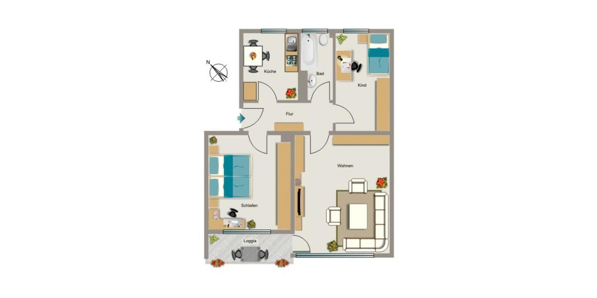 Erdgeschoßwohnung Herten - 3.5 Zimmer, 65 m&sup2;, 507&euro; | Angebot:25845038