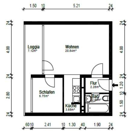 Etagenwohnung Wuppertal Gemarkung Elberfeld - 1.5 Zimmer, 37 m&sup2;, 69.000&euro; | Angebot:26031669