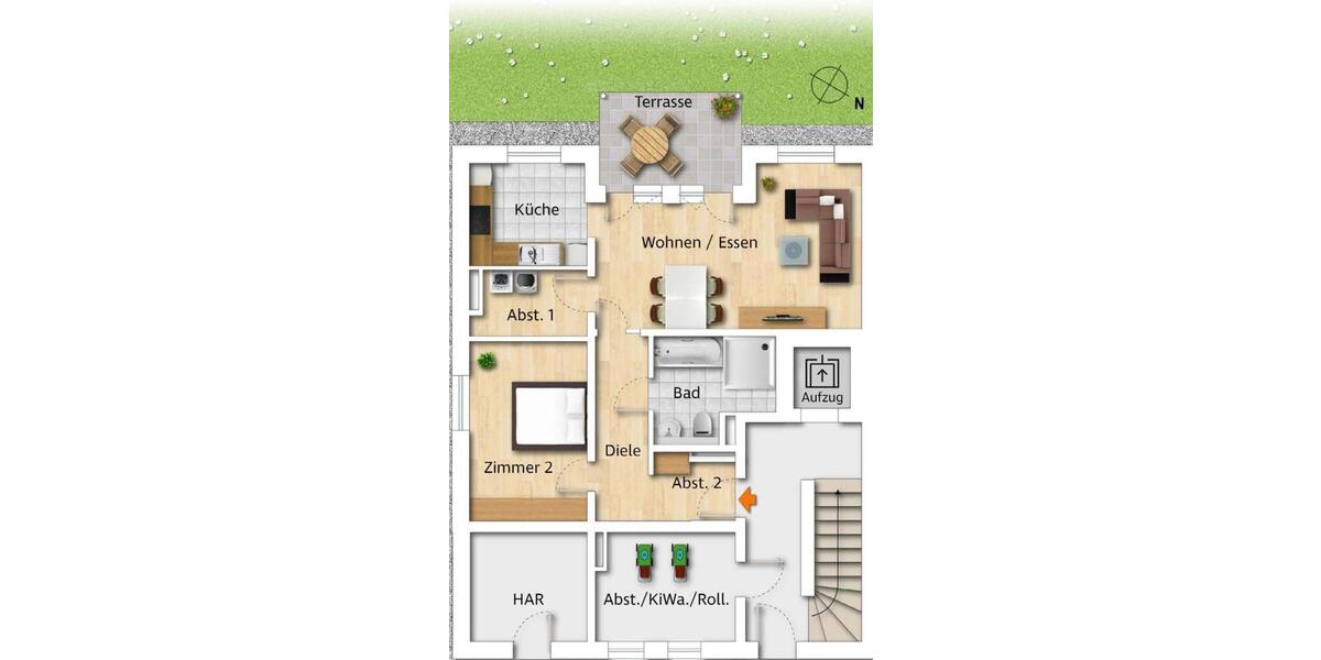 Terrassenwohnung Duisburg Duisburg-Mitte - 2 Zimmer, 75 m&sup2;, 950&euro; | Angebot:26042783