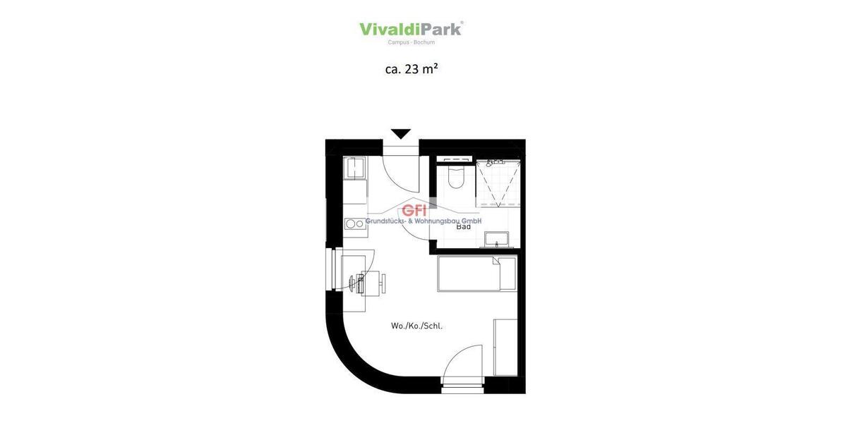 Etagenwohnung Bochum Laer - 2 Zimmer, 62 m&sup2;, 1.090&euro; | Angebot:23597814