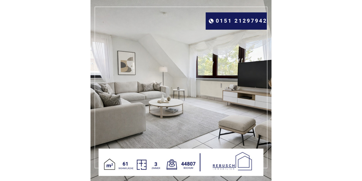 Etagenwohnung Bochum Bochum-Nord - 3 Zimmer, 61 m&sup2;, 120.000&euro; | Angebot:25965478