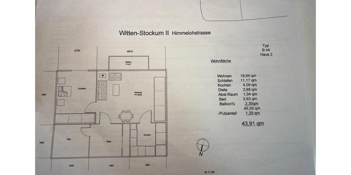 Etagenwohnung Witten Rüdinghausen - 1.5 Zimmer, 44 m&sup2;, 89.999&euro; | Angebot:25966347
