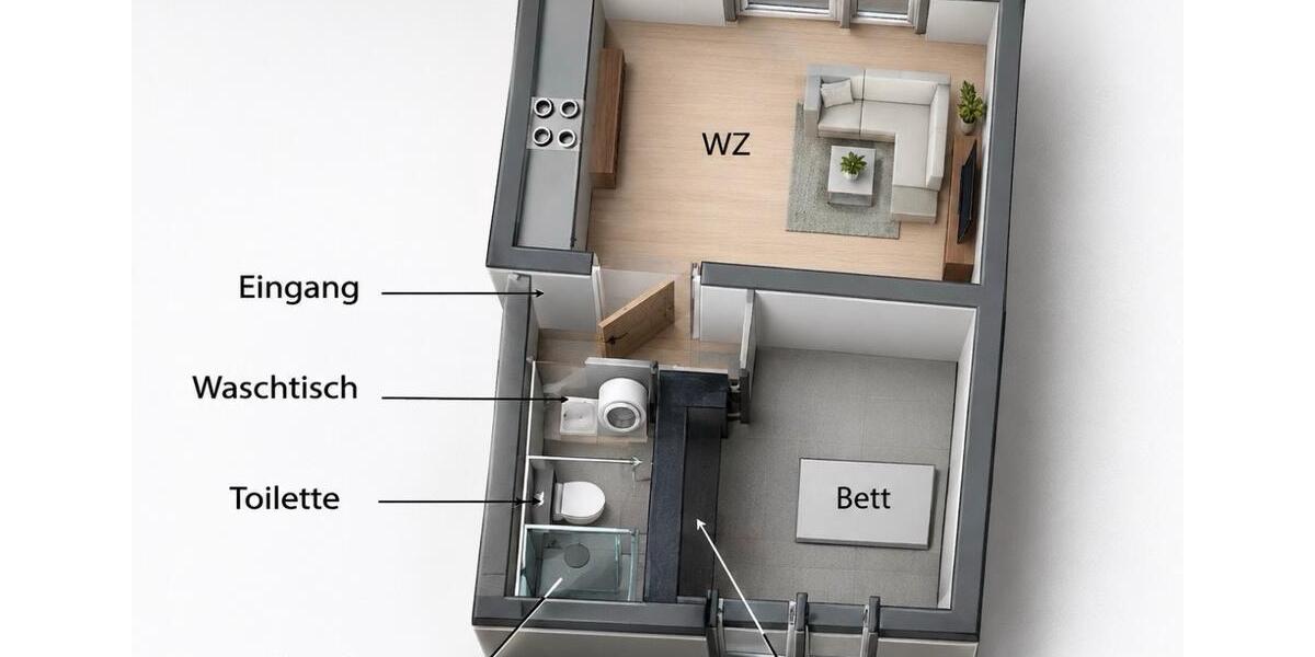 Erdgeschoßwohnung Bochum Bochum-Südwest - 2 Zimmer, 50 m&sup2;, 600&euro; | Angebot:27566414