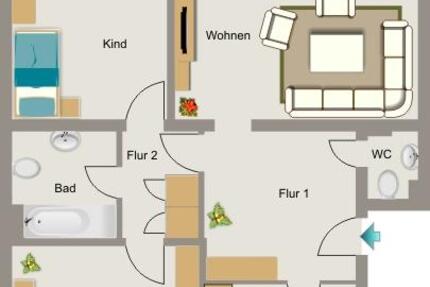 Wohnung Herten - 3.5 Zimmer, 82 m&sup2;, 421&euro; | Angebot:25427405