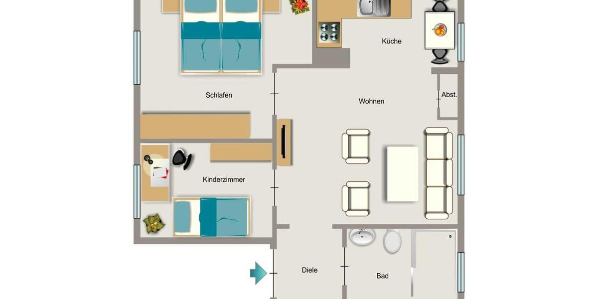 Erdgeschoßwohnung Witten Herbede - 3 Zimmer, 52 m&sup2;, 396&euro; | Angebot:25956759