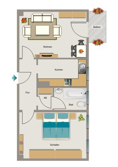 Etagenwohnung Gelsenkirchen Gelsenkirchen-Mitte - 2.5 Zimmer, 53 m&sup2;, 334&euro; | Angebot:26042976