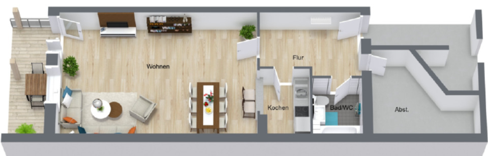 Erdgeschoßwohnung Wuppertal Elberfeld - 1 Zimmer, 65 m&sup2;, 600&euro; | Angebot:24833412