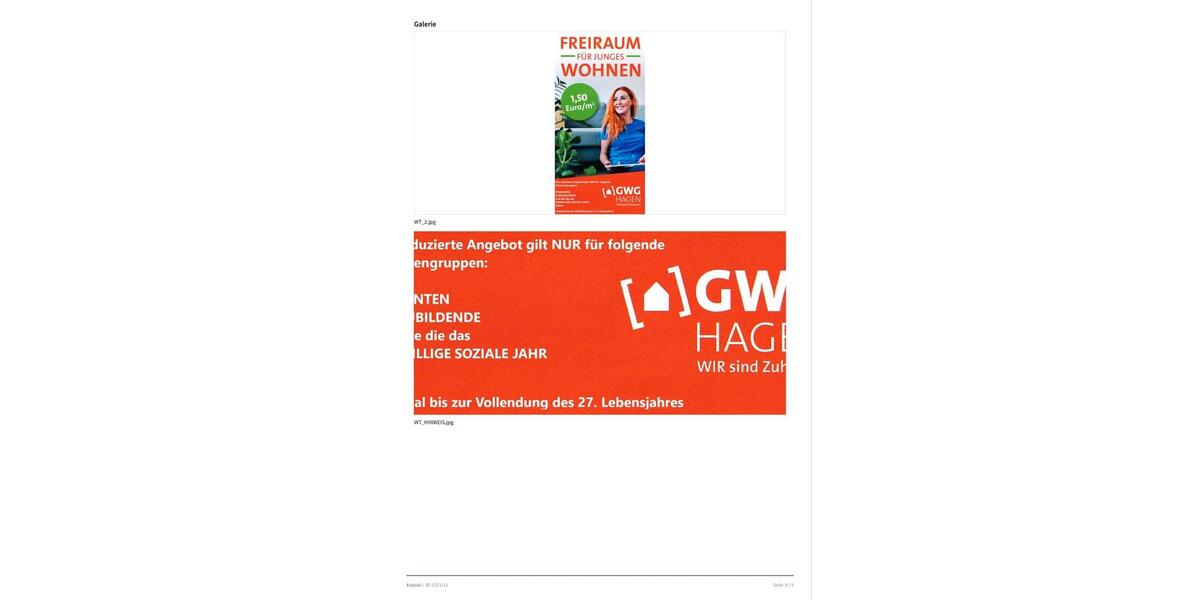 Dachgeschoßwohnung Hagen Hagen-Nord - 2 Zimmer, 38 m&sup2;, 152&euro; | Angebot:27541050