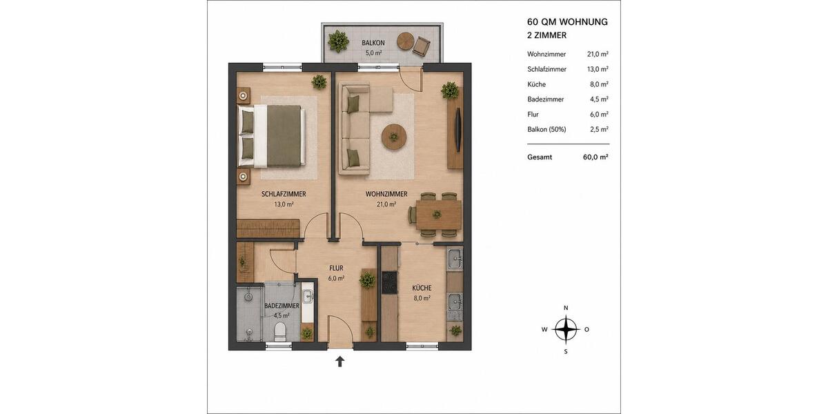 Etagenwohnung Wetter (Ruhr) - 2 Zimmer, 60 m&sup2;, 159.000&euro; | Angebot:26984301