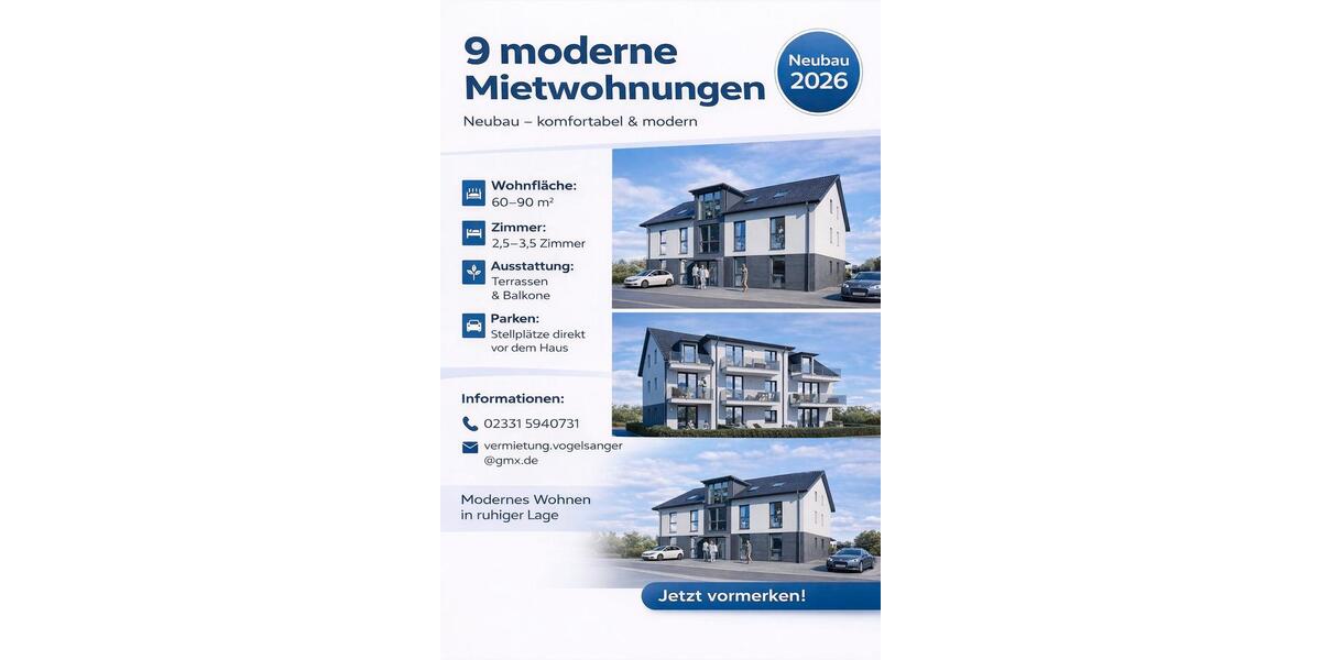 Erdgeschoßwohnung Wetter (Ruhr) - 2.5 Zimmer, 60 m&sup2;, 840&euro; | Angebot:26250723