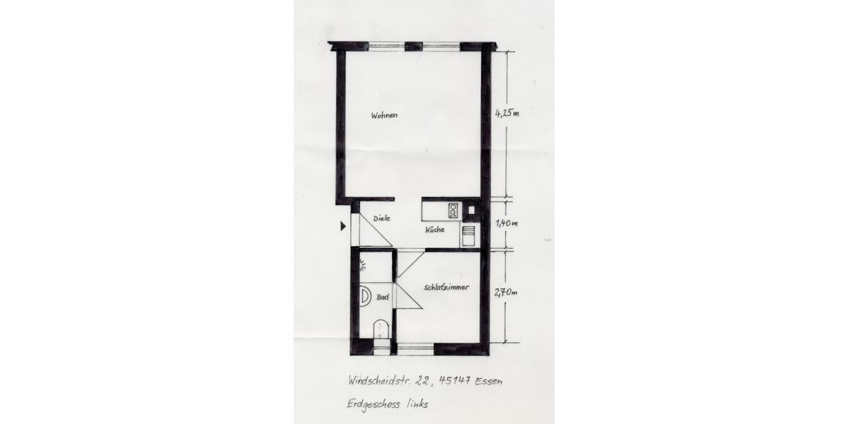 Erdgeschoßwohnung Essen Stadtbezirk III - 2 Zimmer, 32 m&sup2;, 370&euro; | Angebot:27532858