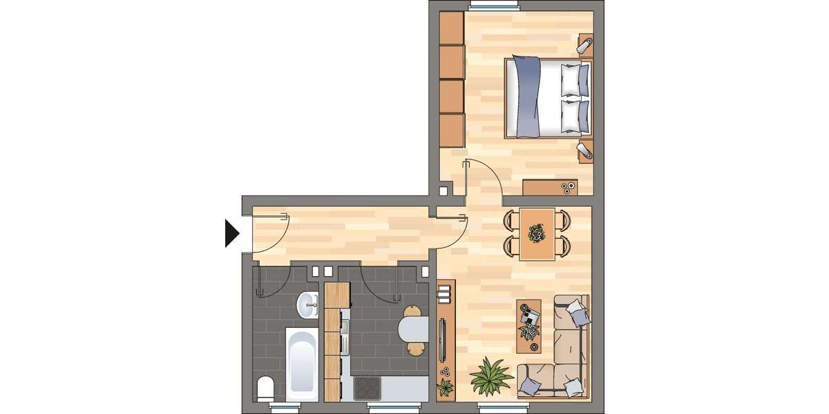 Etagenwohnung Herne Wanne - 2 Zimmer, 46 m&sup2;, 379&euro; | Angebot:26827475