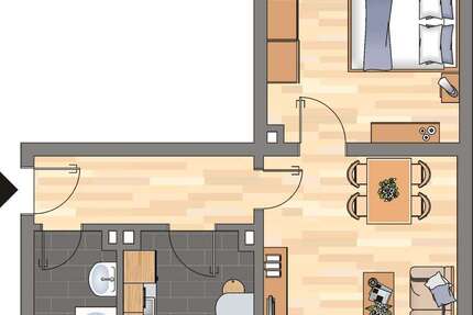 Wohnung Herne Wanne - 2 Zimmer, 46 m&sup2;, 379&euro; | Angebot:26827475