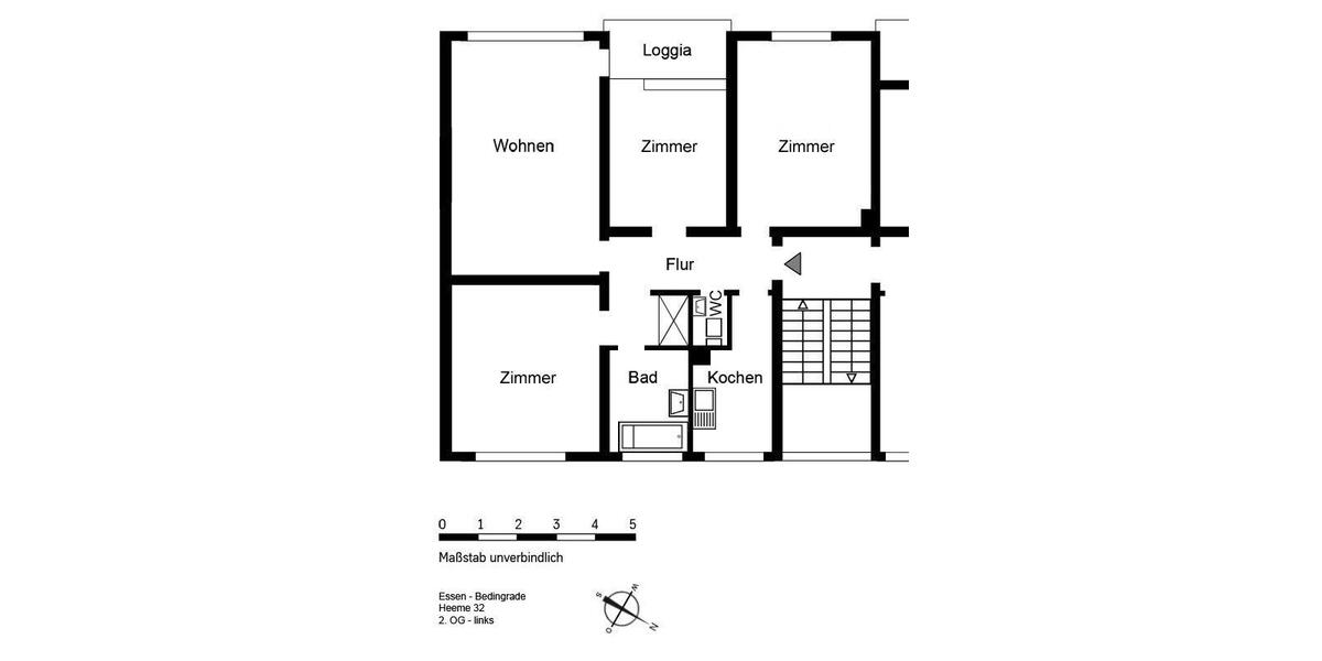 Etagenwohnung Essen Stadtbezirk IV - 4 Zimmer, 87 m&sup2;, 854&euro; | Angebot:26425514