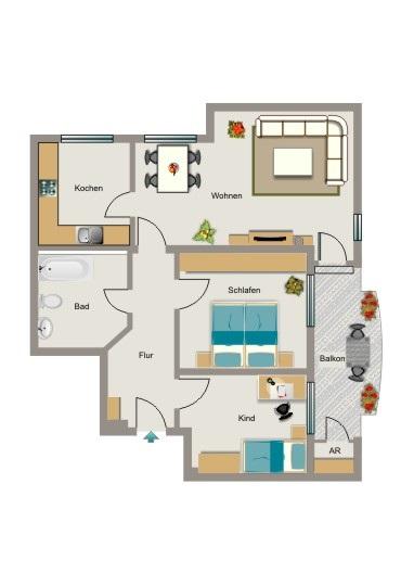 Etagenwohnung Herne Baukau - 2.5 Zimmer, 60 m&sup2;, 385&euro; | Angebot:25699118