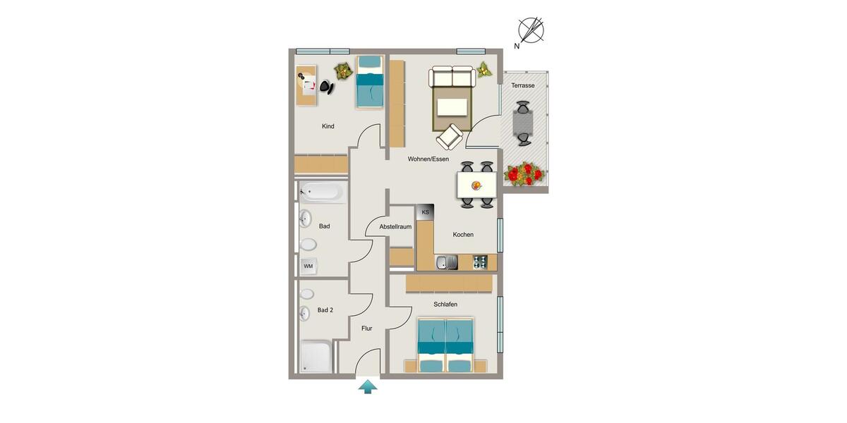 Erdgeschoßwohnung Bochum Wiemelhausen - 3 Zimmer, 79 m&sup2;, 551&euro; | Angebot:25644077
