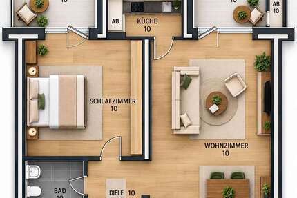Wohnung Düsseldorf Niederkassel - 2 Zimmer, 68 m&sup2;, 450.000&euro; | Angebot:27511928