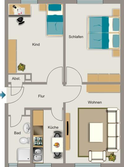 Erdgeschoßwohnung Duisburg Walsum - 3.5 Zimmer, 55 m&sup2;, 360&euro; | Angebot:25956765