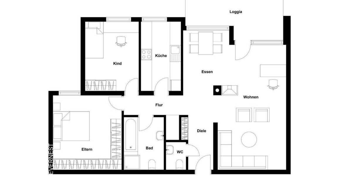 Etagenwohnung Ratingen Hösel - 3 Zimmer, 94 m&sup2;, 279.000&euro; | Angebot:25898555