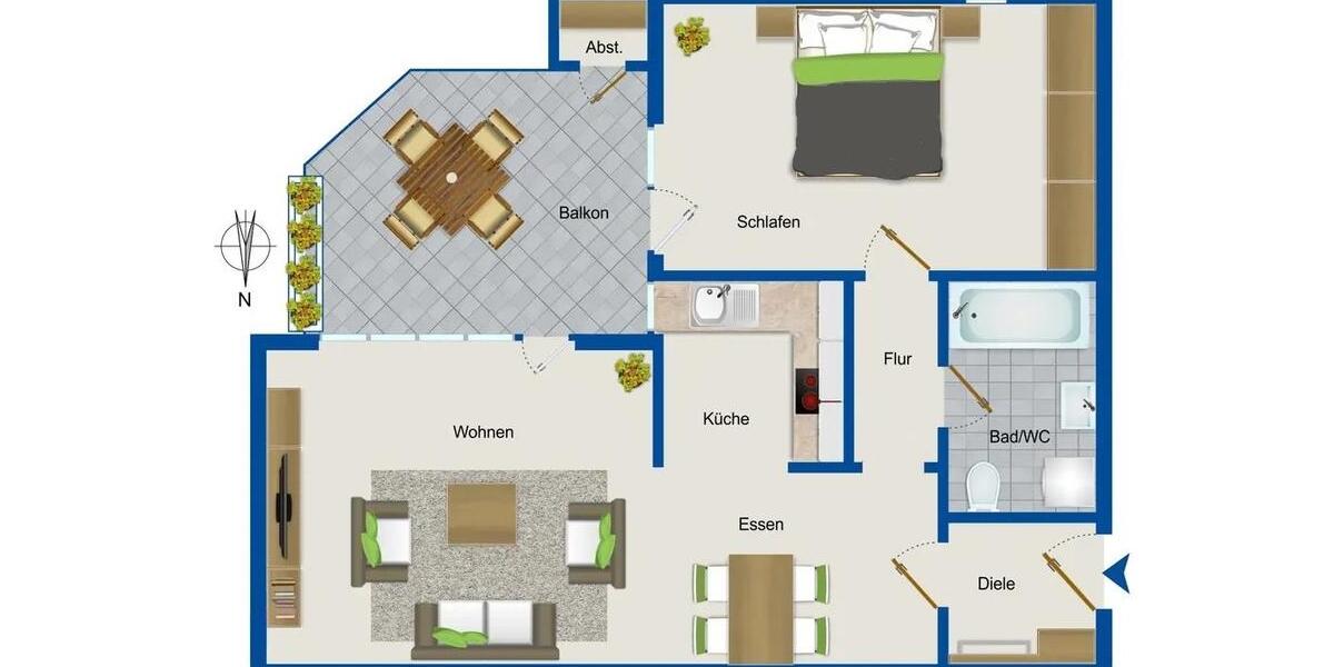 Etagenwohnung Erkrath - 2 Zimmer, 59 m&sup2;, 205.000&euro; | Angebot:25902609