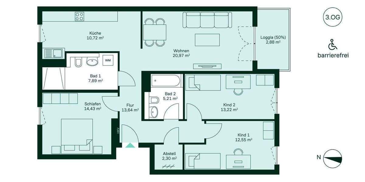 Etagenwohnung Düsseldorf Benrath - 4 Zimmer, 103 m&sup2;, 649.900&euro; | Angebot:25938563