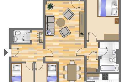 Wohnung Düsseldorf Hassels - 4 Zimmer, 83 m&sup2;, 1.049&euro; | Angebot:27225089