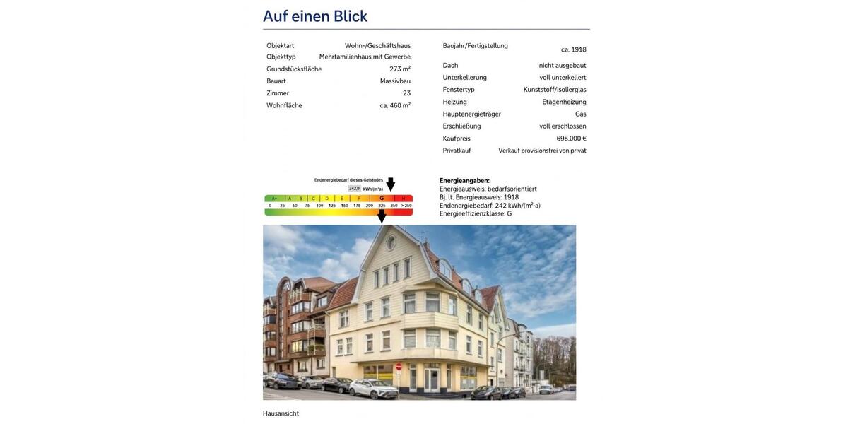 Mehrfamilienhaus, Wohnhaus Wuppertal Barmen - 23 Zimmer, 460 m&sup2;, 695.000&euro; | Angebot:27507119