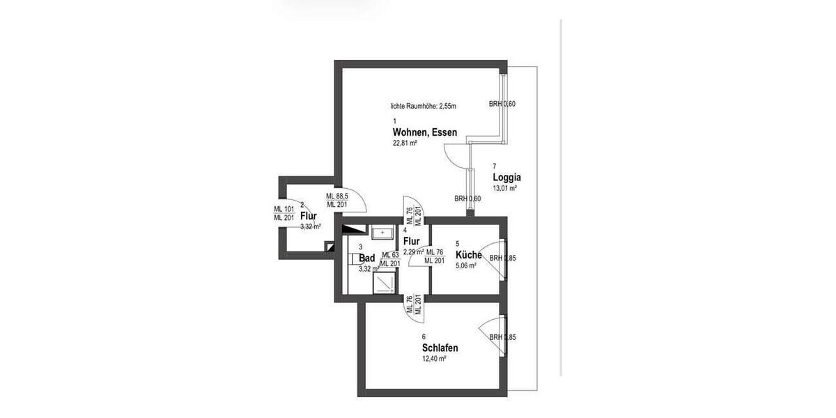 Etagenwohnung Düsseldorf Lörick - 2 Zimmer, 49 m&sup2;, 1.500&euro; | Angebot:27568624