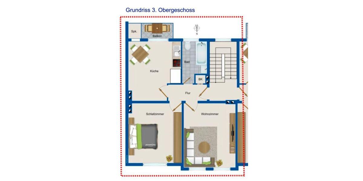 Etagenwohnung Hagen - 2 Zimmer, 60 m&sup2;, 550&euro; | Angebot:27581302