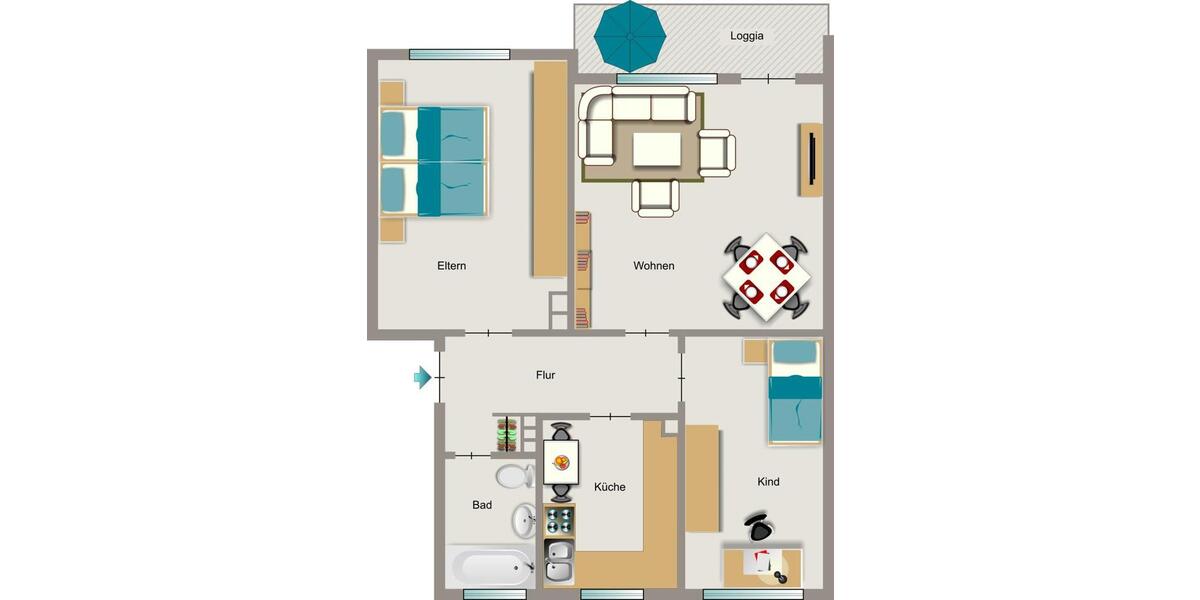 Etagenwohnung Duisburg Walsum - 3.5 Zimmer, 66 m&sup2;, 629&euro; | Angebot:25861499