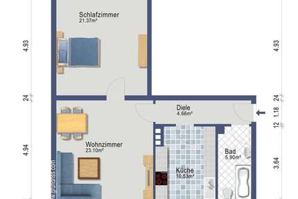 Wohnung Essen Holsterhausen - 2 Zimmer, 66 m&sup2;, 475&euro; | Angebot:23436938