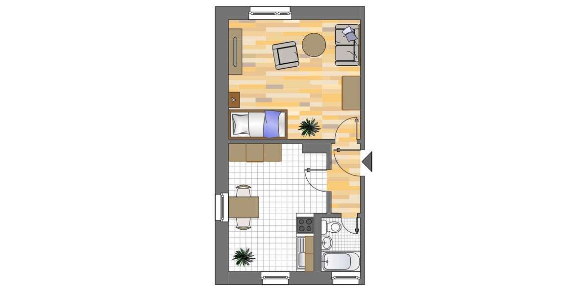 Etagenwohnung Herne Altenhöfen - 1 Zimmer, 36 m&sup2;, 329&euro; | Angebot:27201933