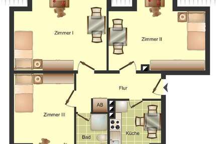 Wohnung Düsseldorf Bilk - 3 Zimmer, 69 m&sup2;, 927&euro; | Angebot:25768615