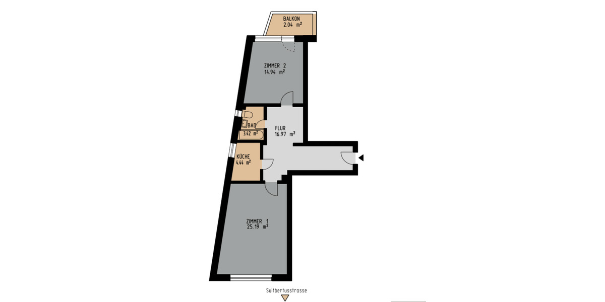 Etagenwohnung Düsseldorf Stadtbezirk 3 - 2 Zimmer, 70 m&sup2;, 1.445&euro; | Angebot:25084518