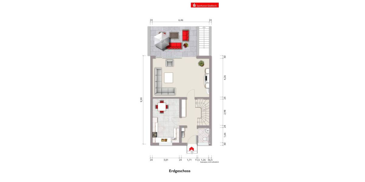 Reihenmittelhaus Gladbeck Mitte - 5 Zimmer, 113 m&sup2;, 300.000&euro; | Angebot:26627561