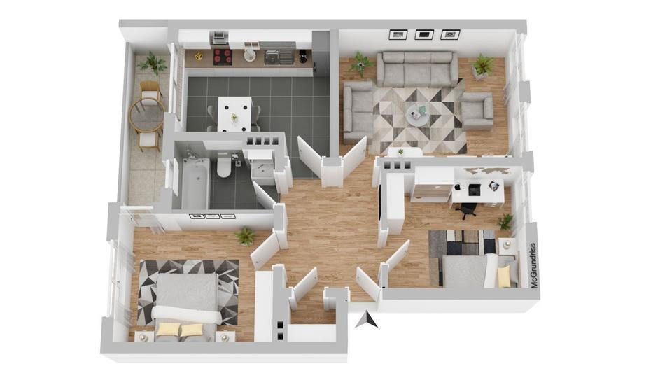 Etagenwohnung Neuss - 3 Zimmer, 70 m&sup2;, 1.050&euro; | Angebot:26039561