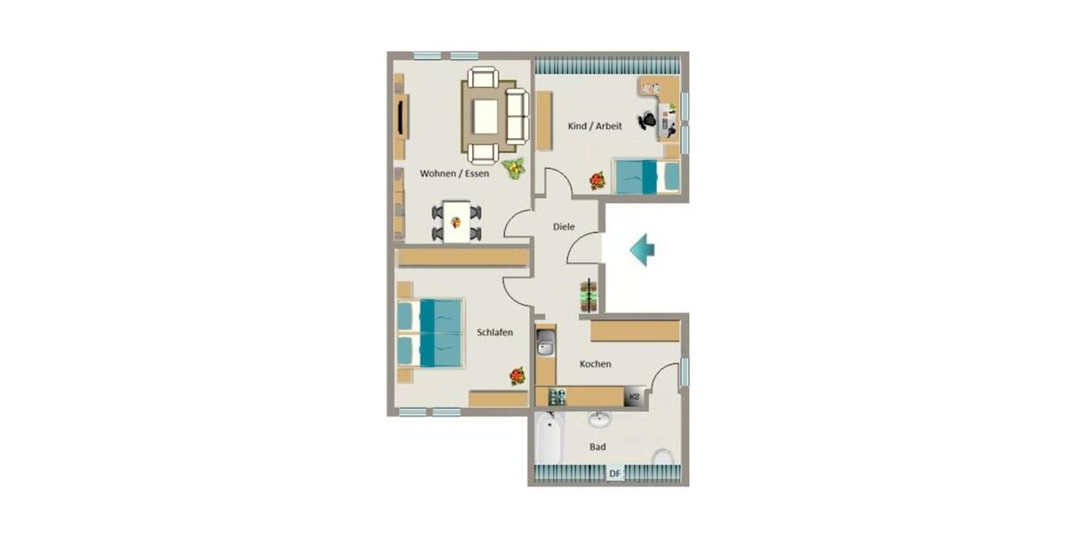 Etagenwohnung Herten - 3.5 Zimmer, 79 m&sup2;, 593&euro; | Angebot:25627123