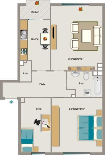 Etagenwohnung Mülheim an der Ruhr Mellinghofen - 3.5 Zimmer, 63 m&sup2;, 586&euro; | Angebot:24757752