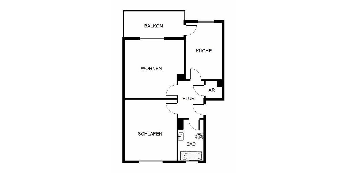 Etagenwohnung Bochum Bochum-Mitte - 2 Zimmer, 55 m&sup2;, 541&euro; | Angebot:25154516