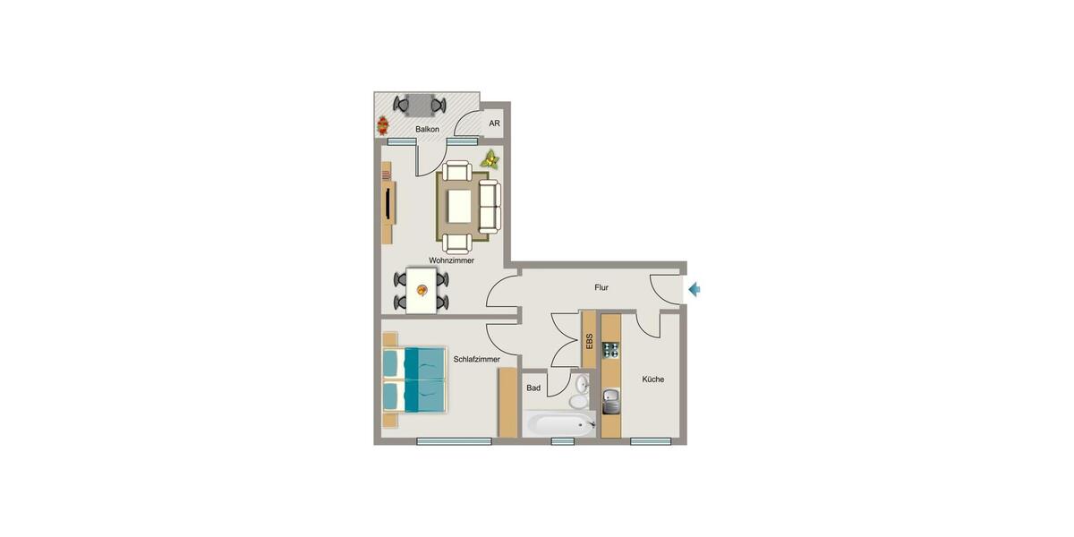 Etagenwohnung Gelsenkirchen Gelsenkirchen-Nord - 2.5 Zimmer, 59 m&sup2;, 500&euro; | Angebot:25850555