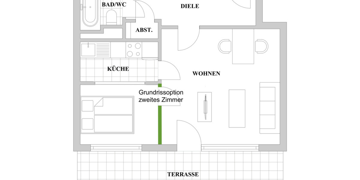 Etagenwohnung Düsseldorf Derendorf - 2 Zimmer, 45 m&sup2;, 249.000&euro; | Angebot:25683375