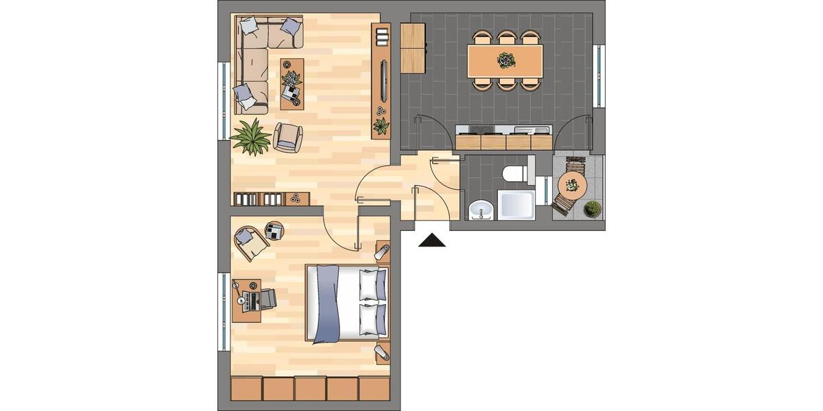 Etagenwohnung Duisburg Duisburg-Mitte - 2 Zimmer, 62 m&sup2;, 509&euro; | Angebot:26199766