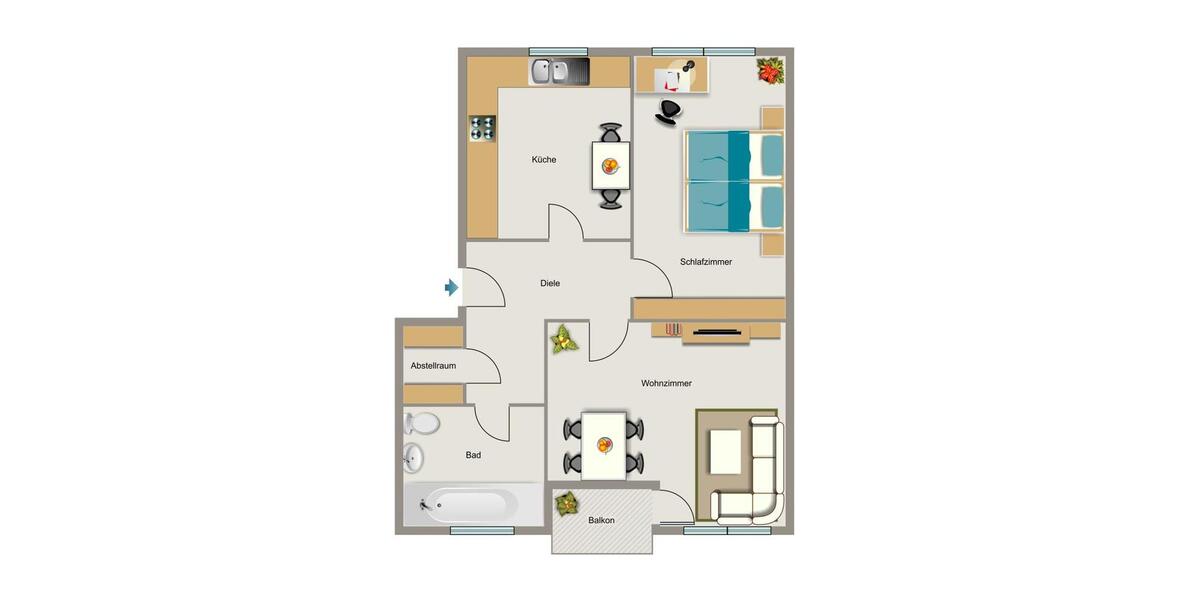 Erdgeschoßwohnung Gelsenkirchen Gelsenkirchen-Nord - 2.5 Zimmer, 51 m&sup2;, 403&euro; | Angebot:25968616