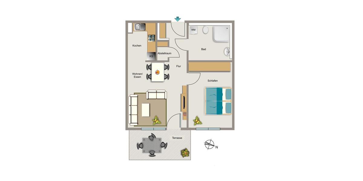 Erdgeschoßwohnung Bochum Bochum-Nord - 2 Zimmer, 58 m&sup2;, 790&euro; | Angebot:25995652