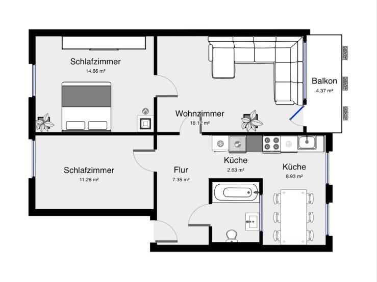 Etagenwohnung Duisburg Angerhausen - 3.5 Zimmer, 70 m&sup2;, 218.000&euro; | Angebot:25483506