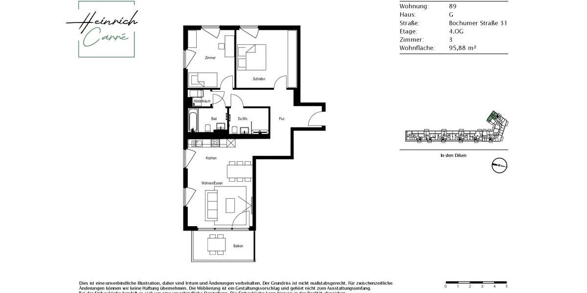 Etagenwohnung Düsseldorf Stadtbezirk 6 - 3 Zimmer, 96 m&sup2;, 1.595&euro; | Angebot:25552164